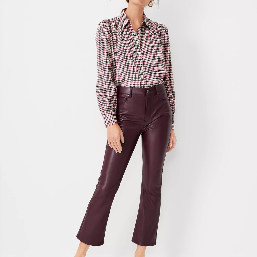 Chic Petite Burgundy Vegan Leather Pants - NWT